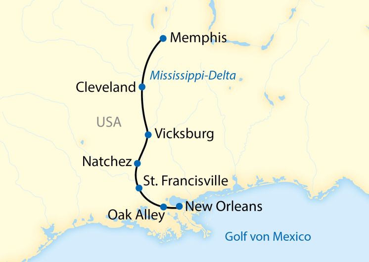 Karte Mississippi Kreuzfahrt 2897