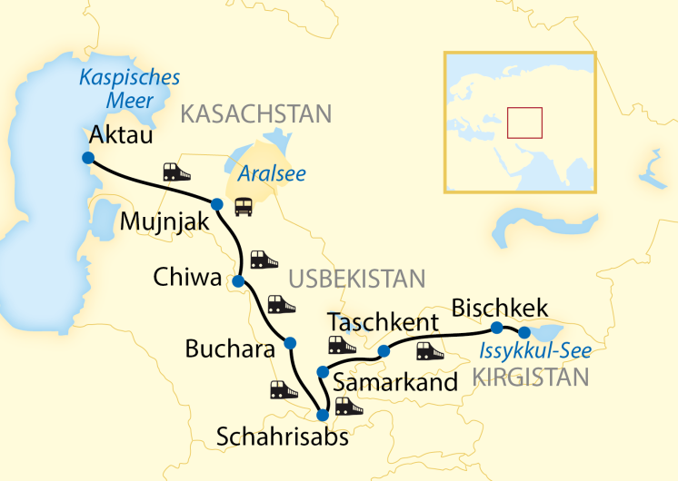 Karte_Orient Silk Road Express_Kaspisches Meer Abenteuer_Aktau_Bischkek_2943_2025